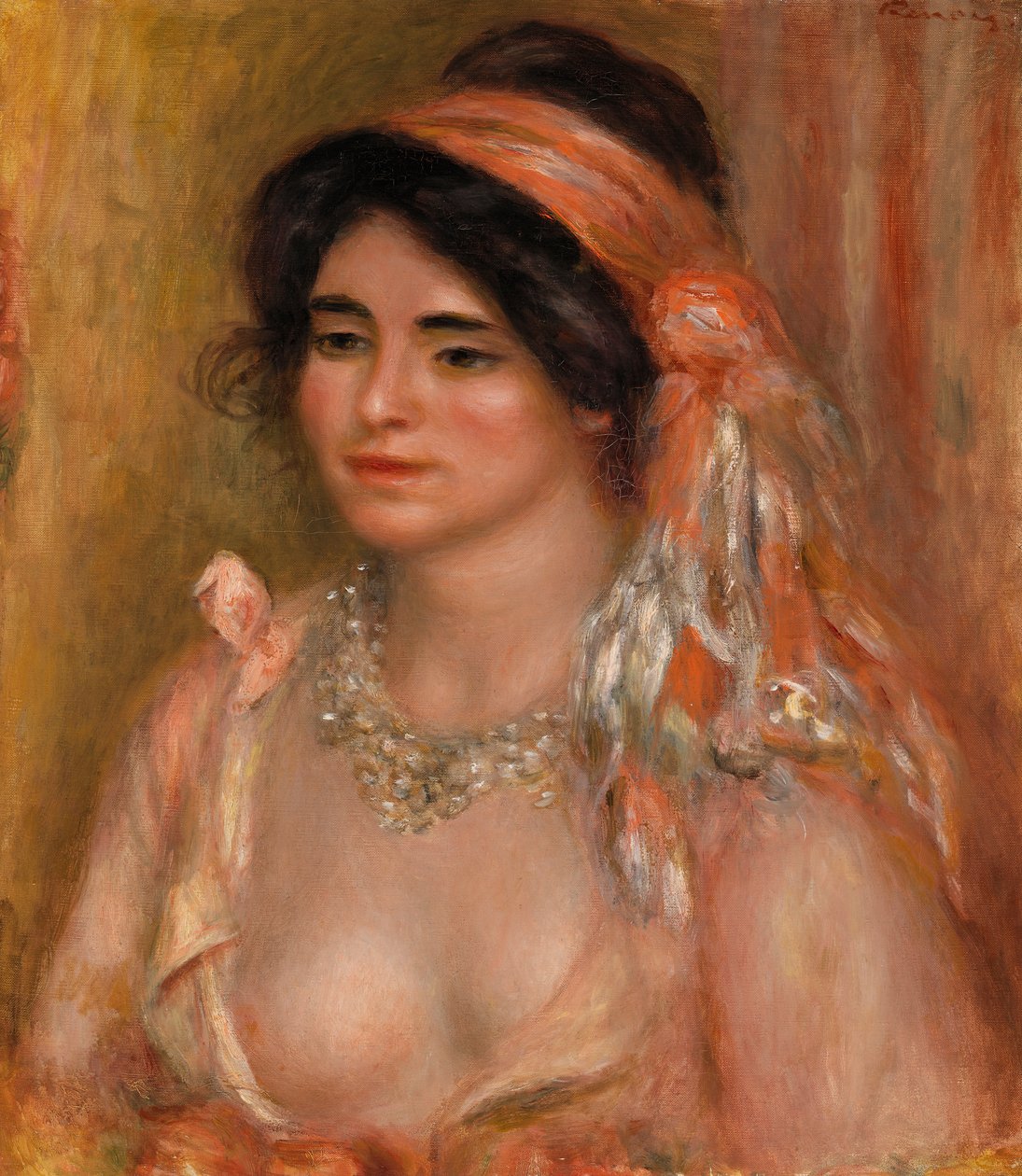 Woman with Black Hair (Young Woman with Black Hair, Bust) by Pierre-Auguste Renoir