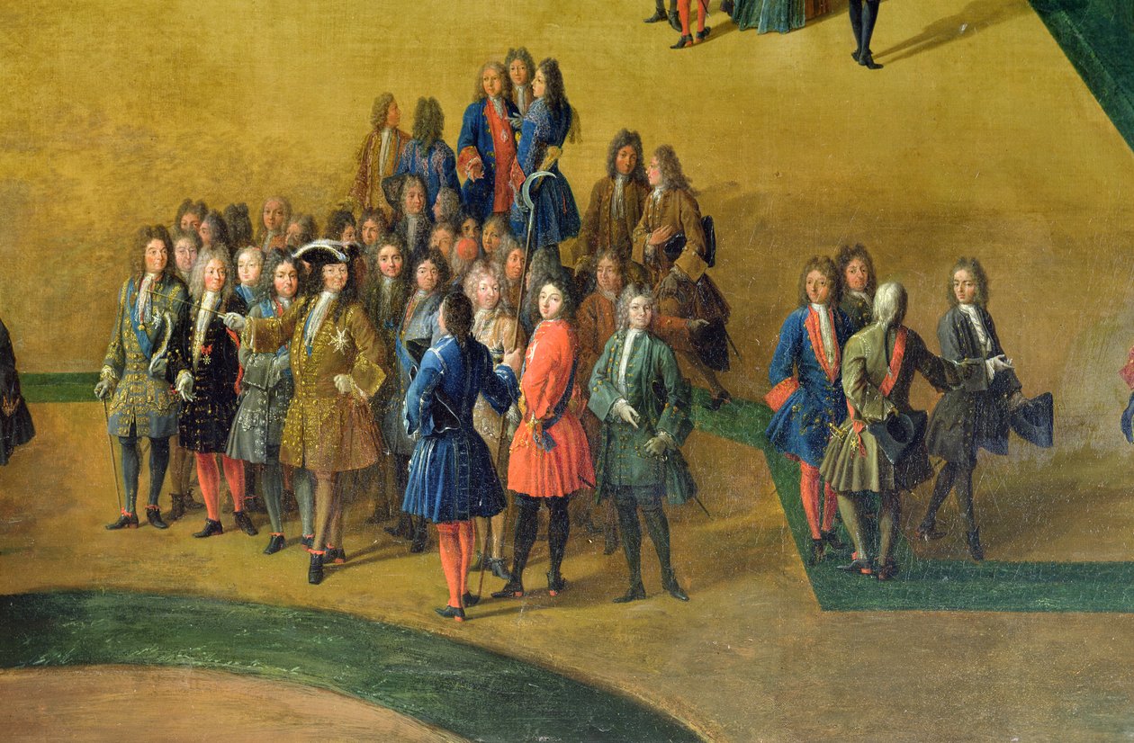 View of the Grove of the Baths of Apollo in the Gardens of Versailles (detail of Louis XIV) by Pierre Denis Martin