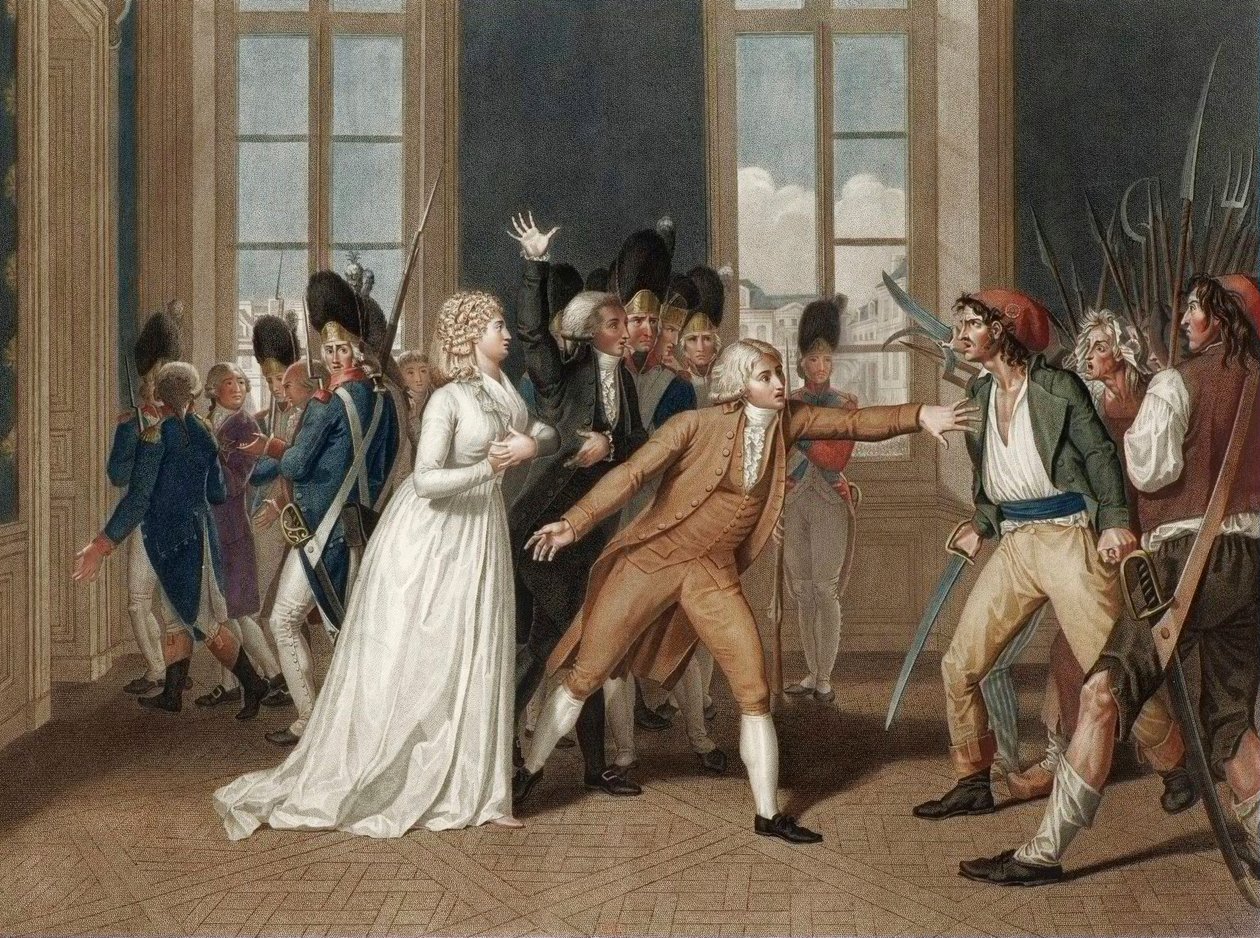 Journee du 20 juin 1792 au chateau des Tuileries in Paris - Devotion of Madame Elisabeth (Elisabeth Philippine Marie Helene de France dit Madame Elisabeth (1764-1794) - engraving by Pierre Bouillon (1776 - 1831) by Pierre (after) Bouillon
