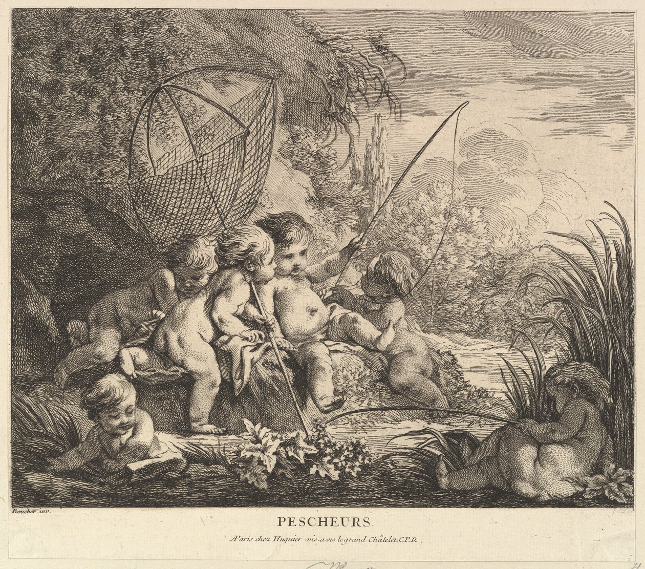 Children Fishing by Pierre Alexandre Aveline