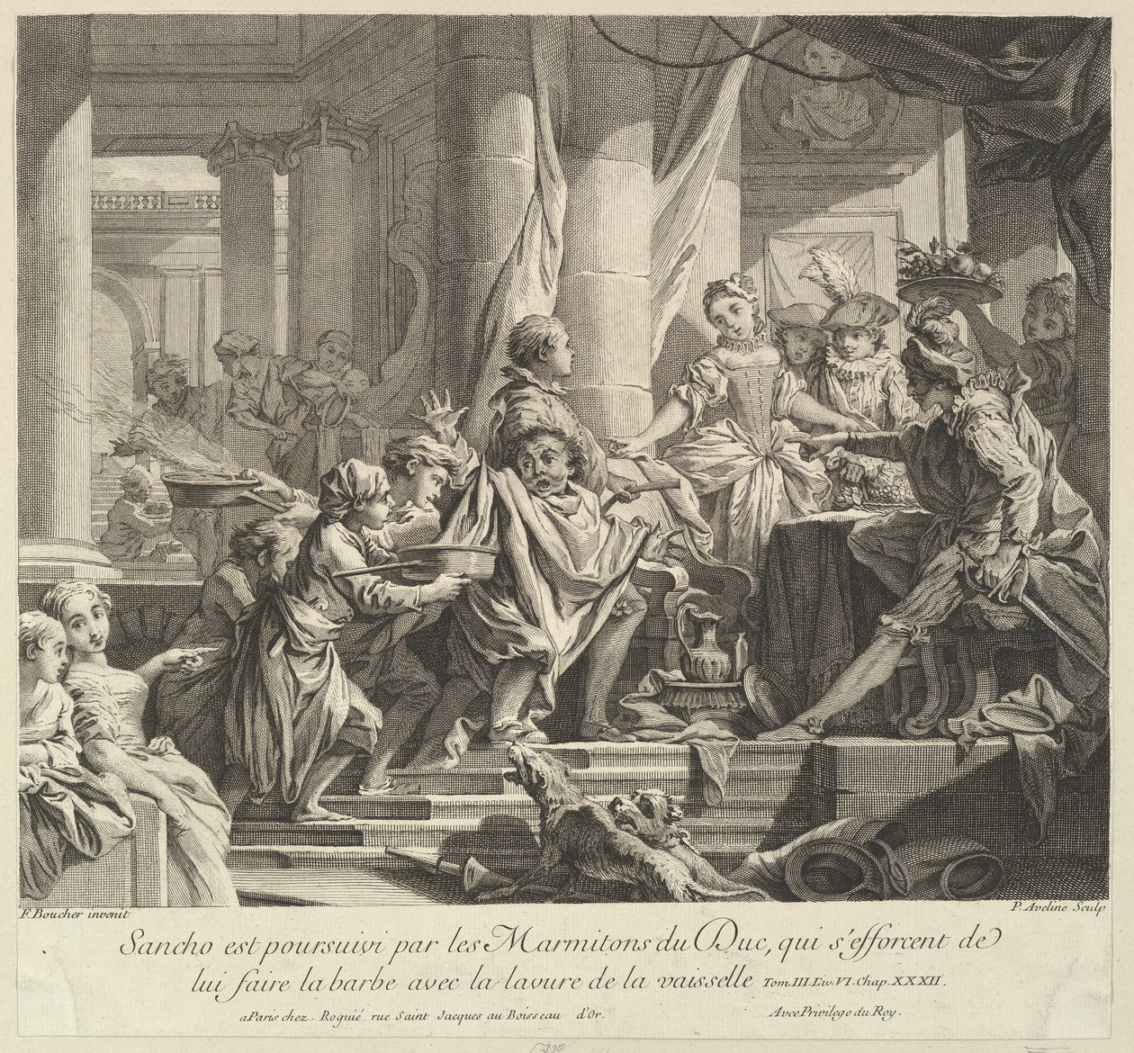 Sancho Pursued by the Kitchen Boys of the Duke by Pierre Alexandre Aveline