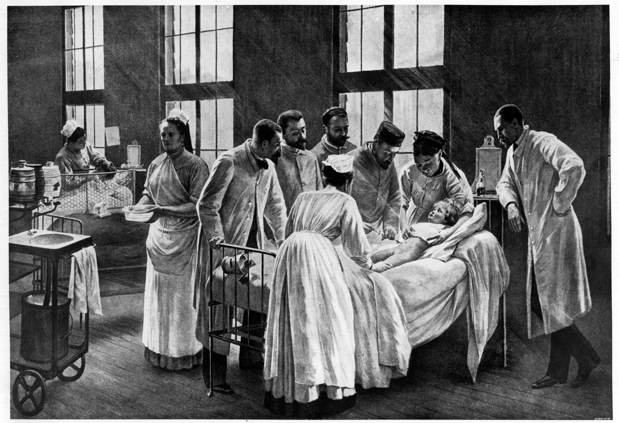 The Croup Cured by Doctor Roux, engraved by E. Buval (colour litho), Brouillet, Pierre Andre (after) by Pierre Andre (after) Brouillet