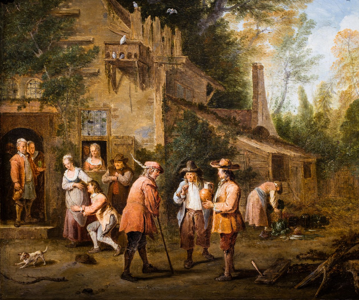 Scene in an Inn Courtyard by Pierre Angelis or Angillis