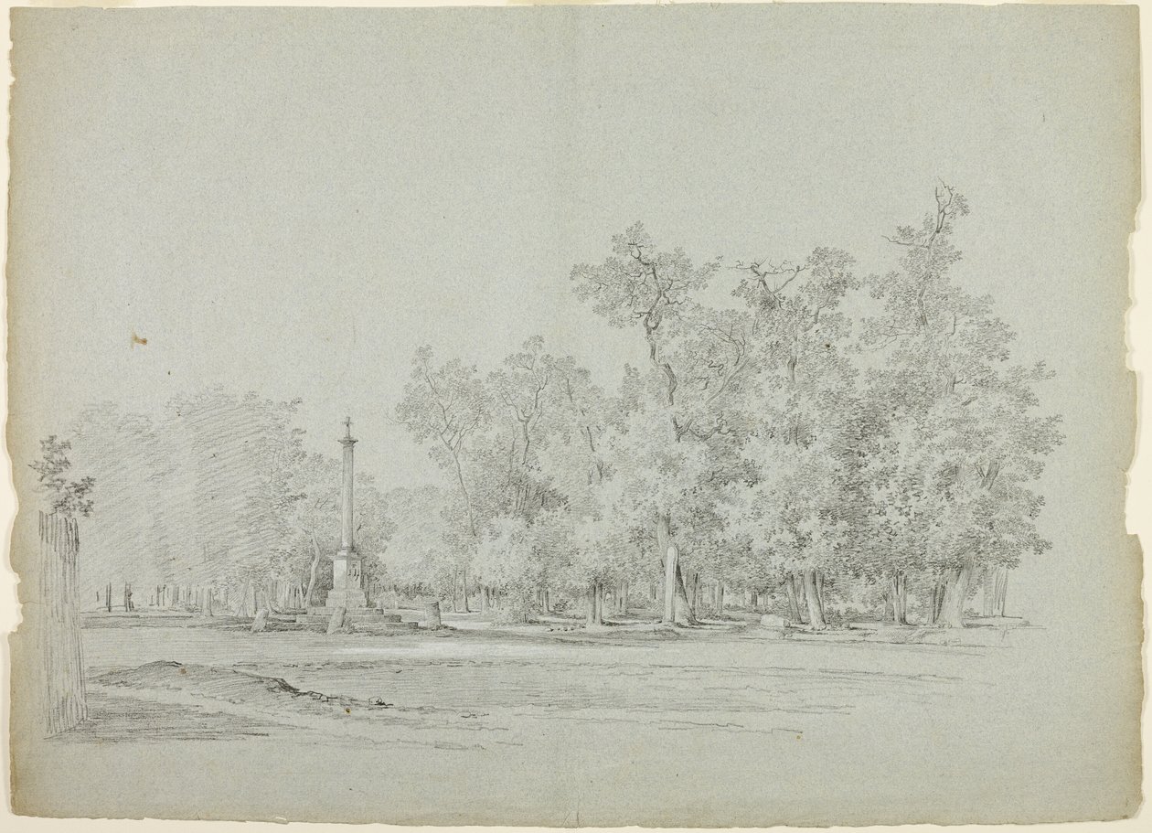 View of the Park at Versailles: Landscape with Memorial Column and Grove of Trees by Pierre Antoine Mongin