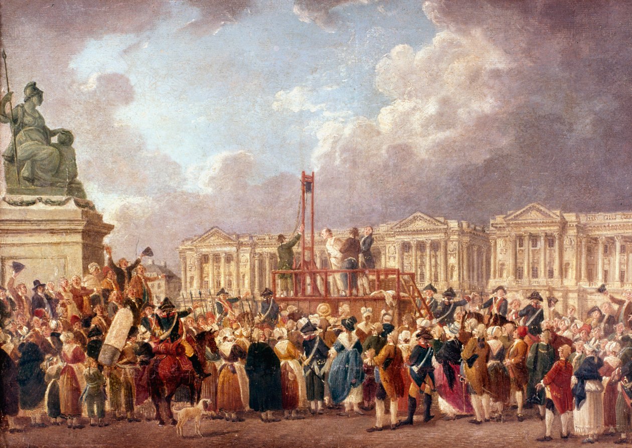 Execution by Guillotine in Paris during the French Revolution, 1790s by Pierre Antoine de Machy