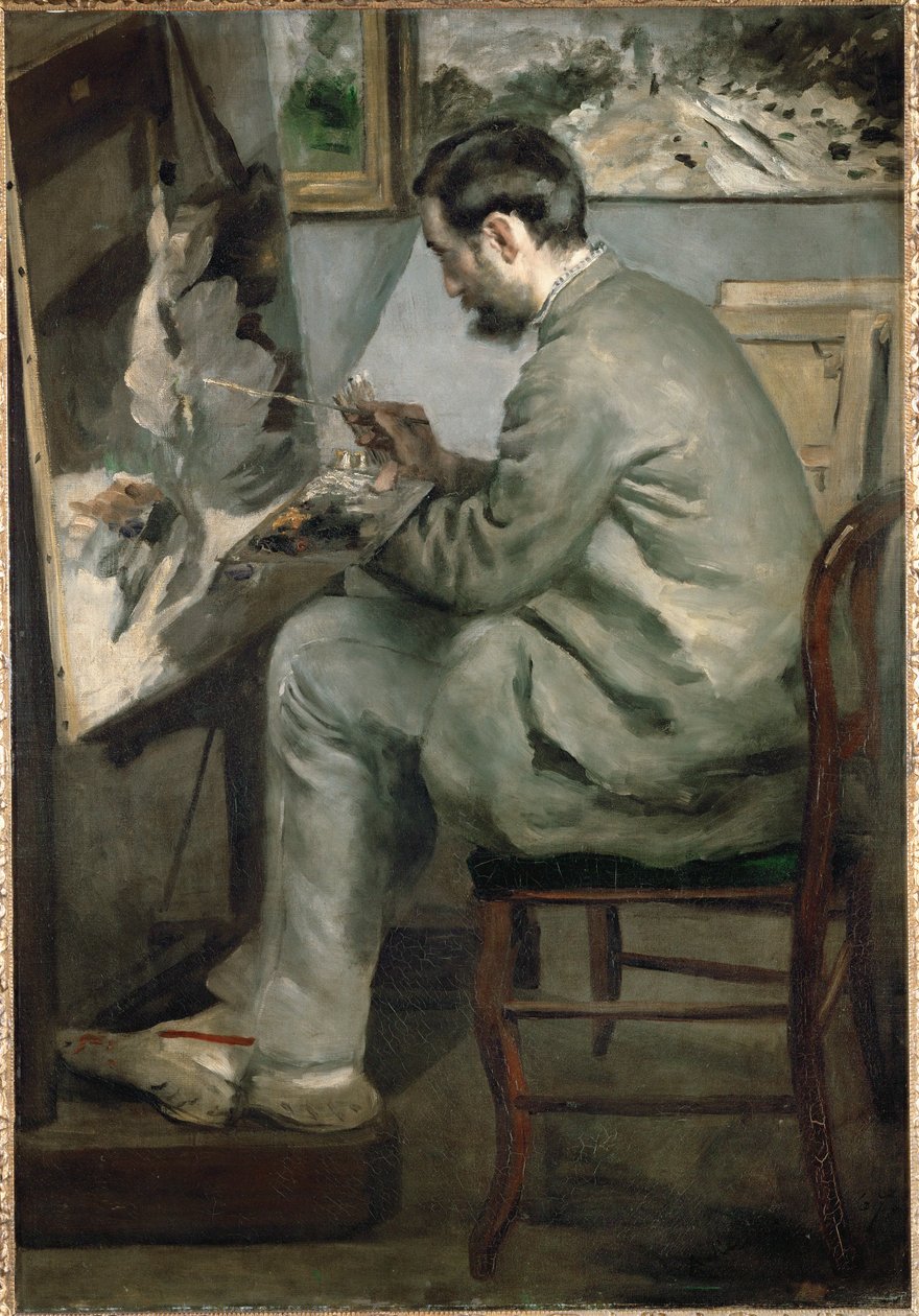 Frederic Bazille Painting The Heron by Pierre Auguste Renoir