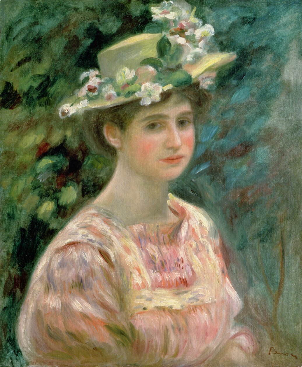 Girl with Eglantines on her Hat by Pierre Auguste Renoir
