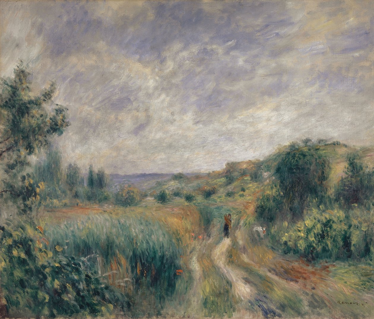 Landscape near Essoyes Landscape with Two Figures on the Grass by Pierre Auguste Renoir