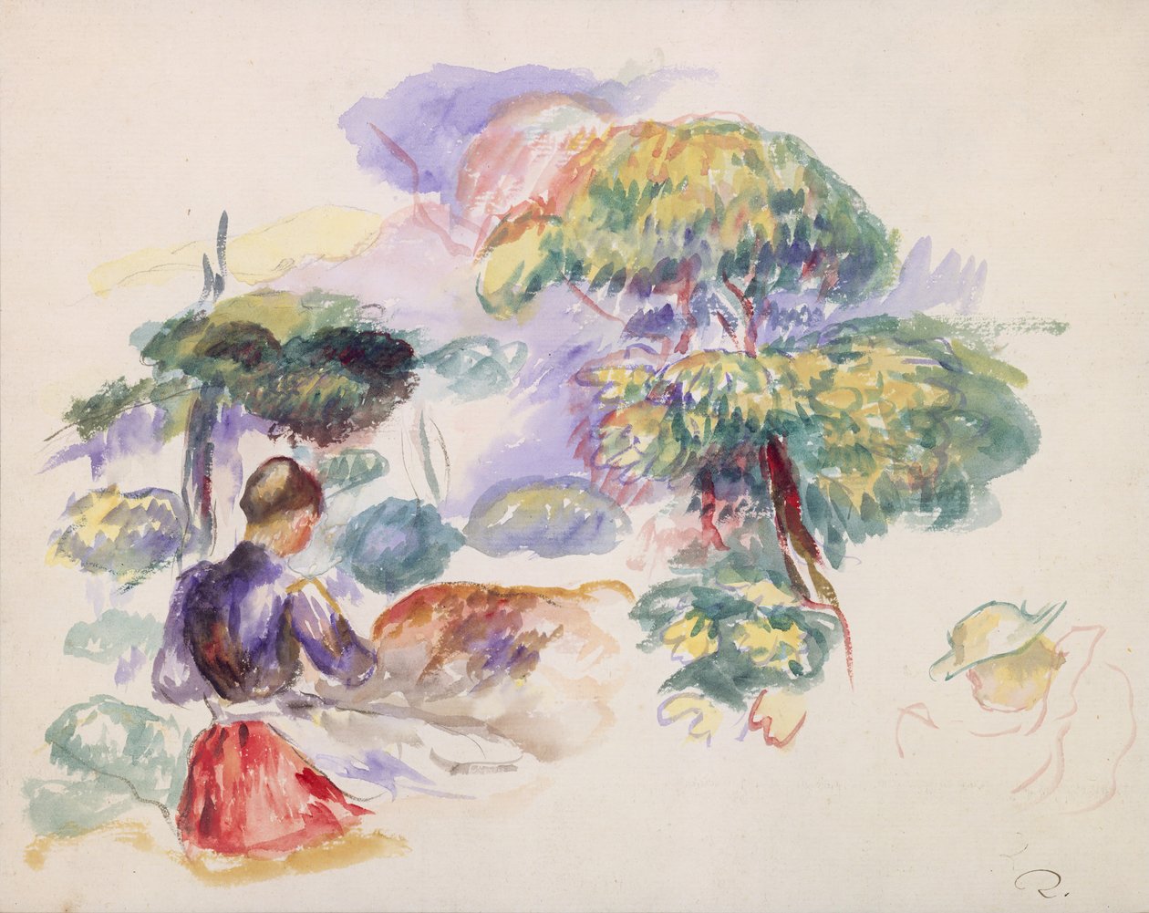 Landscape with a Girl, ca. 1890 by Pierre Auguste Renoir