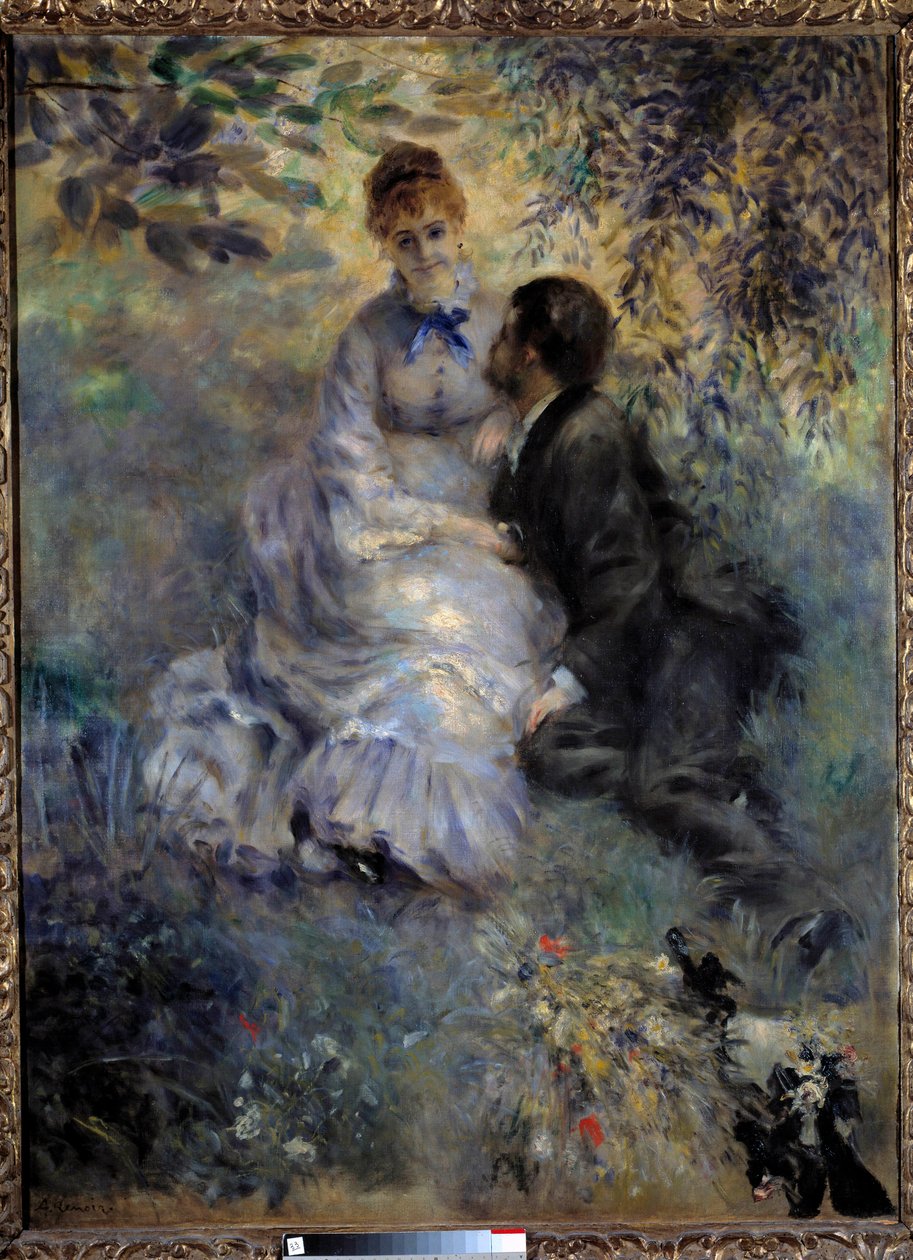 Lovers. Couple sitting in a garden. Painting by Pierre Auguste Renoir (1841-1919) by Pierre Auguste Renoir