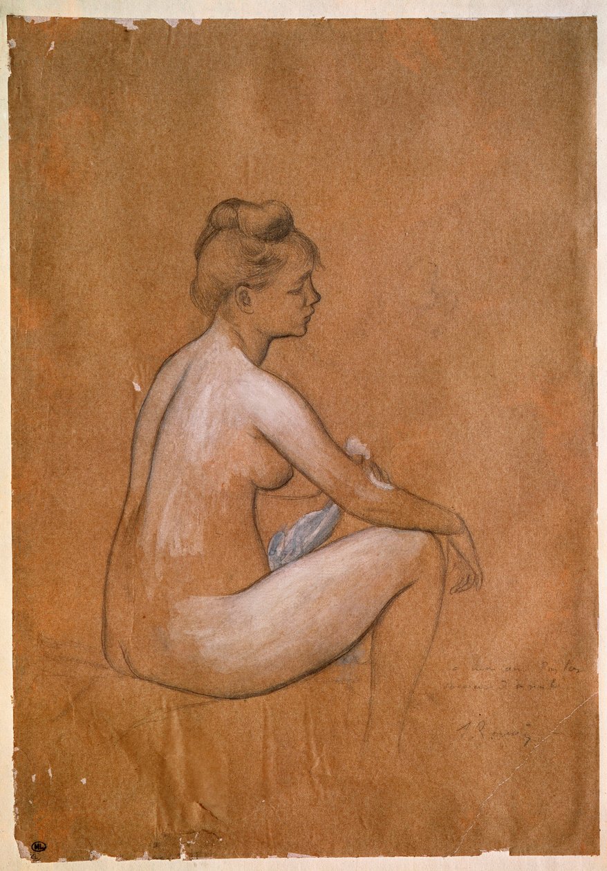 Sitting bather. Painting by Pierre Auguste Renoir by Pierre Auguste Renoir