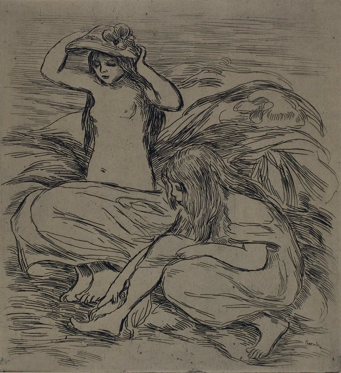 Two Women Bathing by Pierre Auguste Renoir