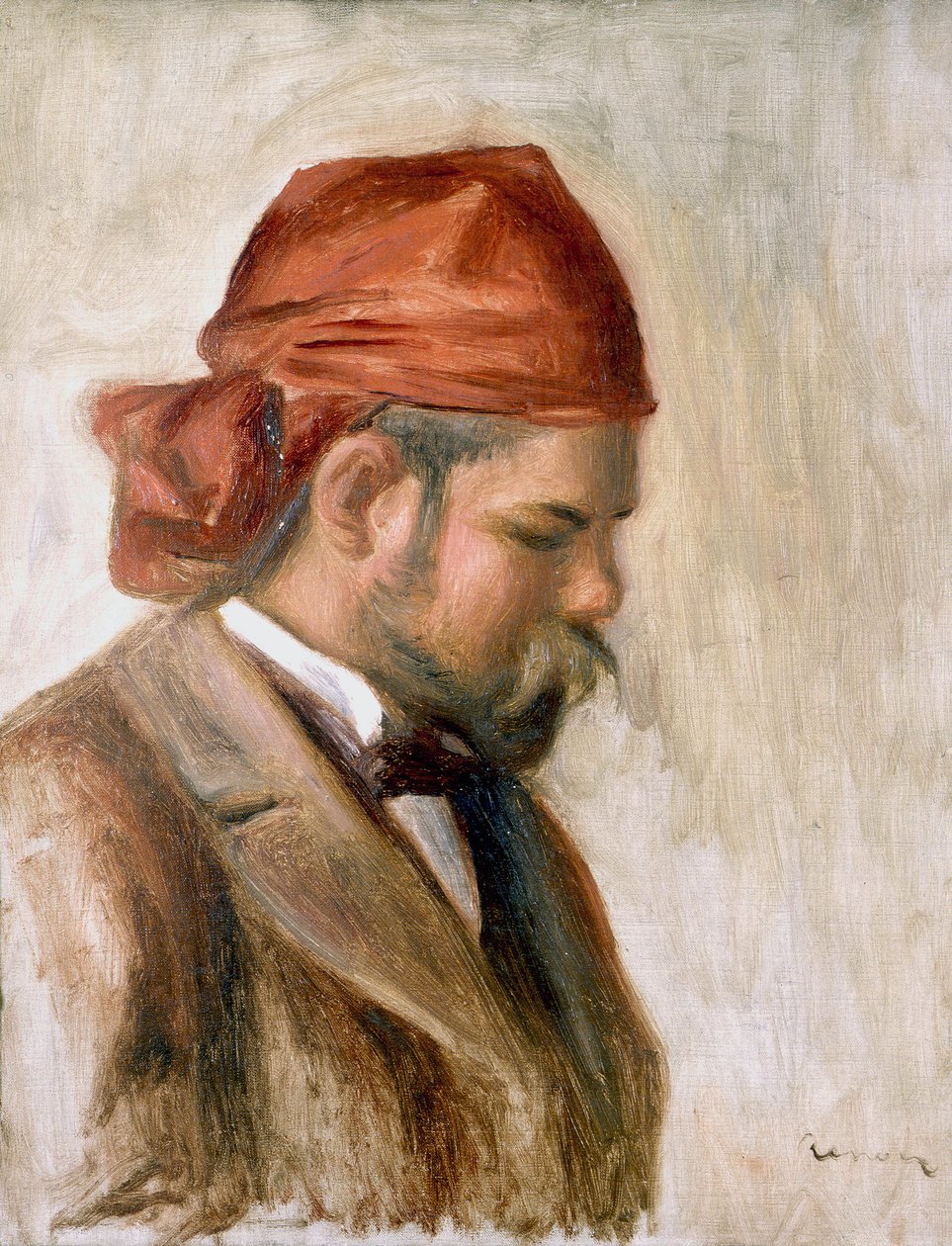 Vollard with a Red Scarf by Pierre-Auguste Renoir