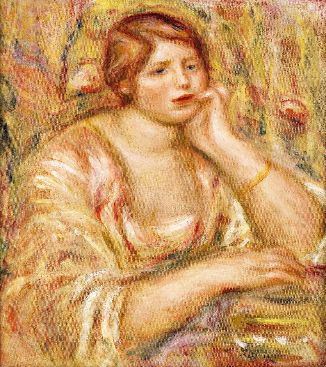 Woman with Hand to her Face by Pierre Auguste Renoir