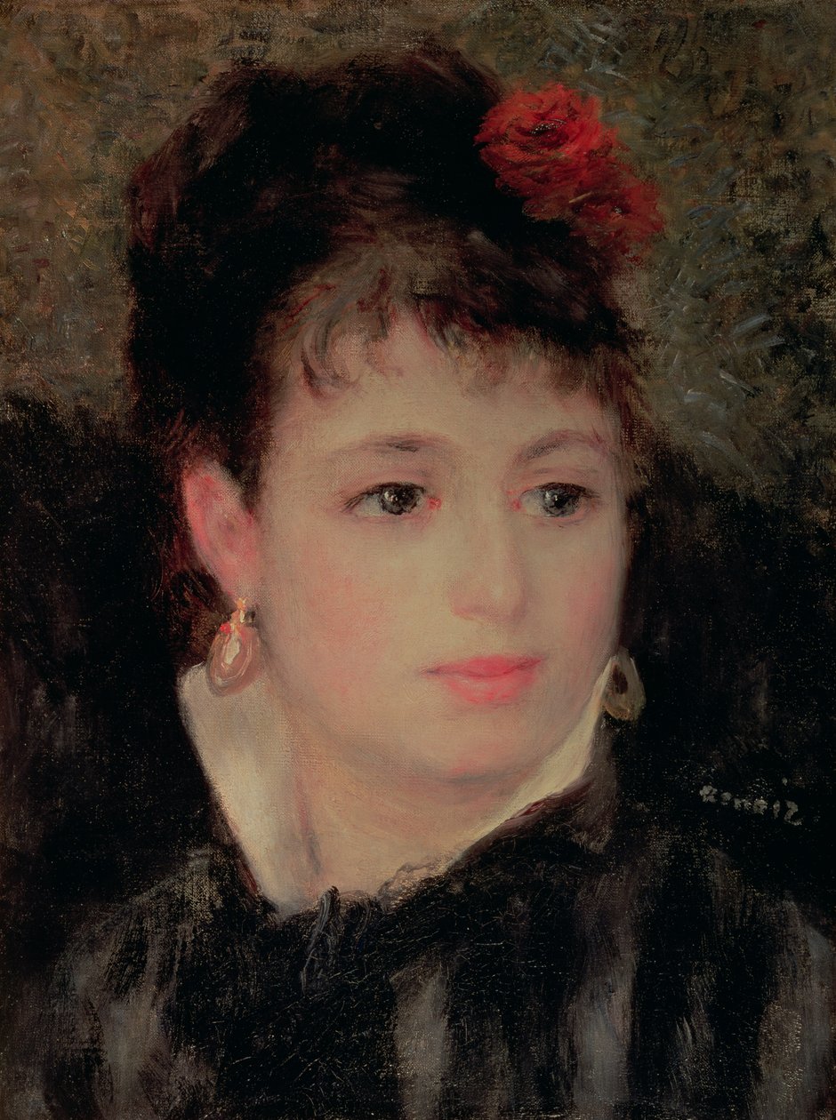 Woman with a Rose in Her Hair by Pierre-Auguste Renoir