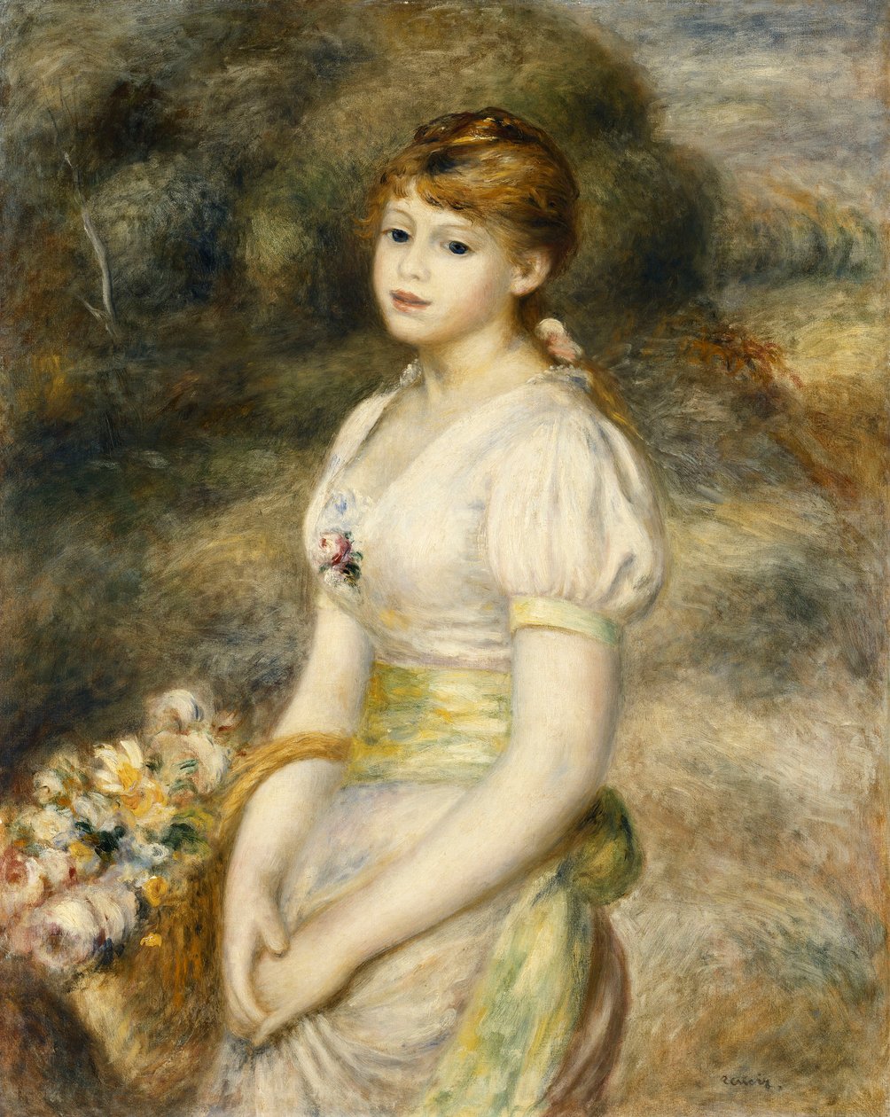 Pierre-Auguste Renoir 【野の花を持つ少女】 Amazon.com: Art Oyster Pierre Auguste Renoir Little Girl with a