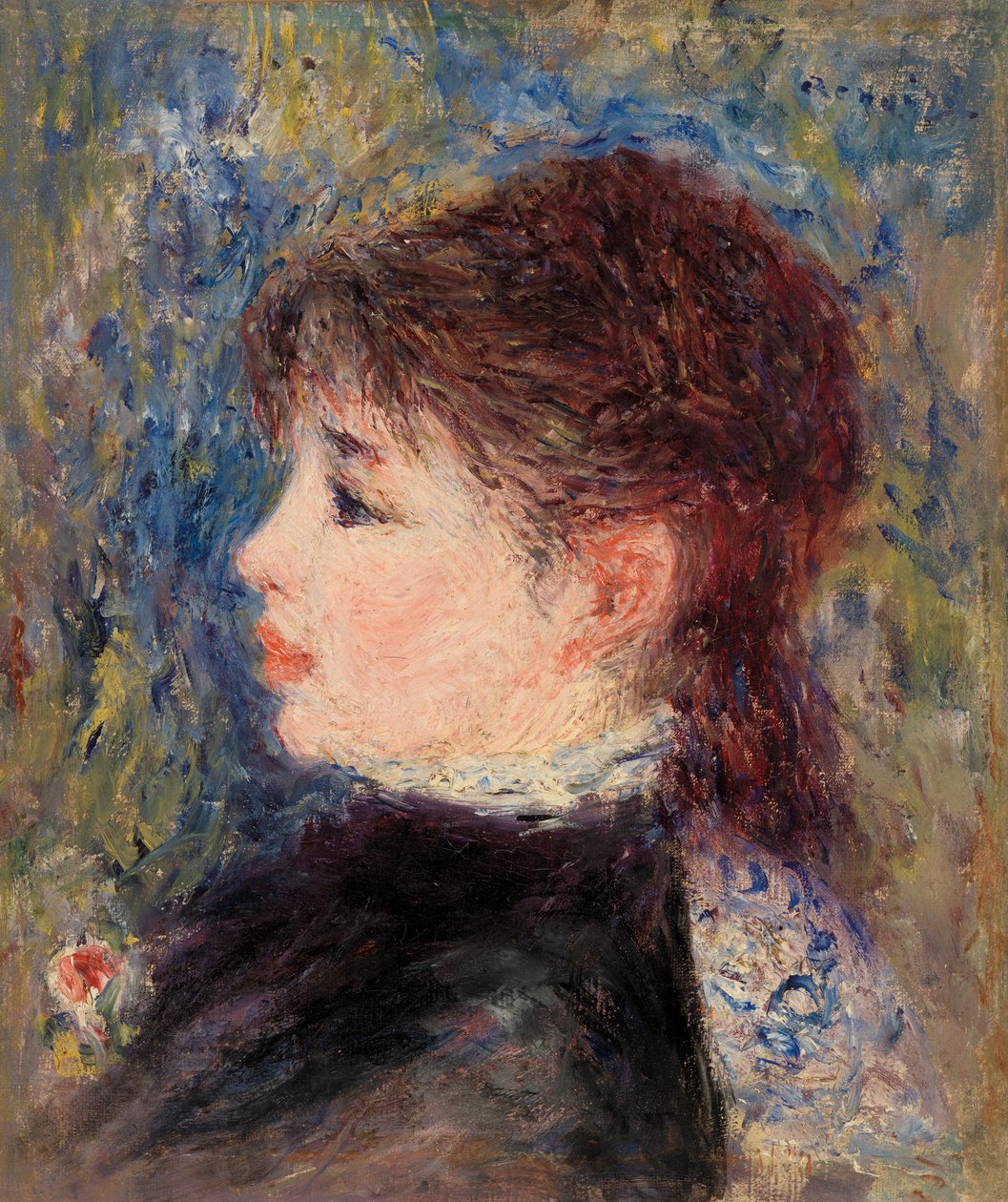 Young Woman with Rose by Pierre Auguste Renoir
