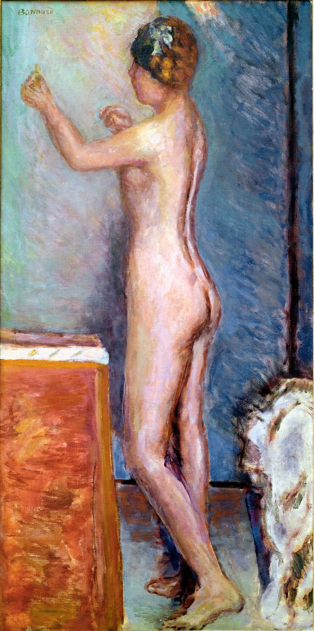 Nude on Blue Background by Pierre Bonnard