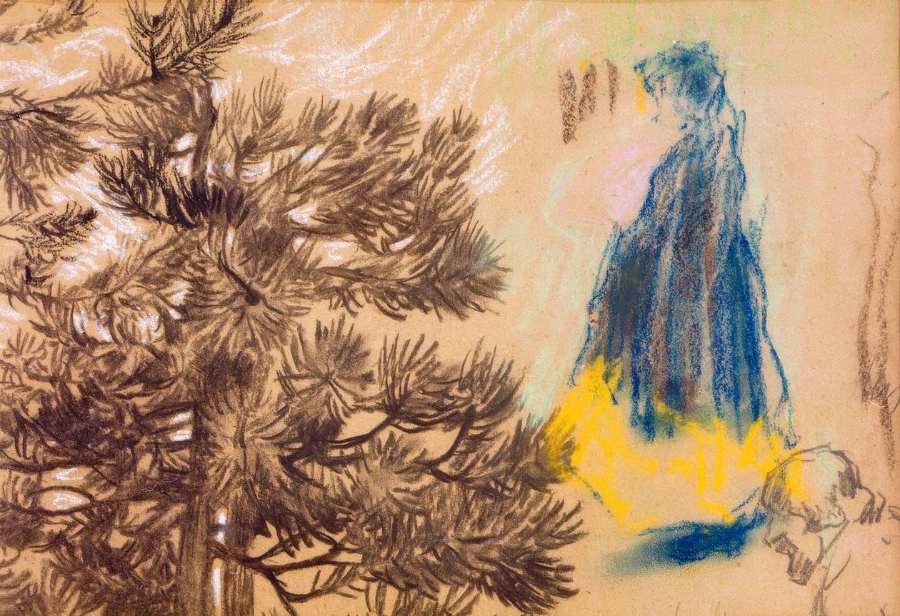 Study Sheet: Pine Tree, Girl in Hooded Coat, Portrait of a Man by Pierre Bonnard