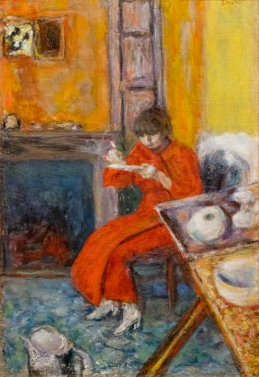 Woman in a Red Bathrobe by Pierre Bonnard