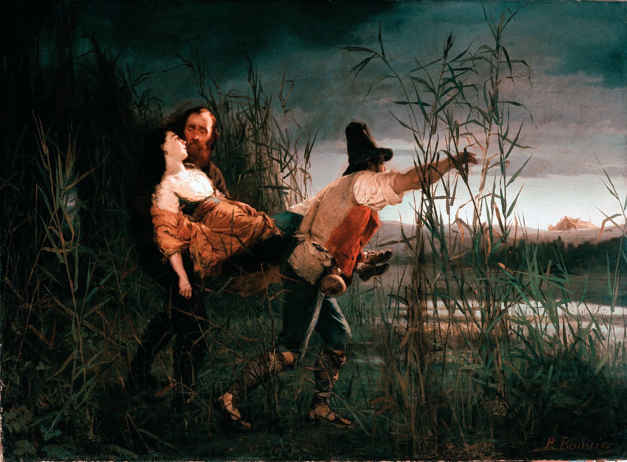 Risorgimento: Giuseppe Garibaldi and Anita Cross the Marshes of Comacchio on August 3 by Pierre Bouvier