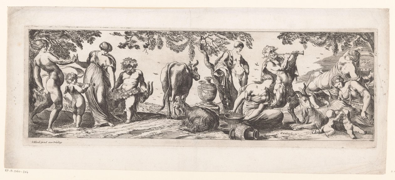 Resting Silenus and His Followers in a Landscape by Pierre Brebiette