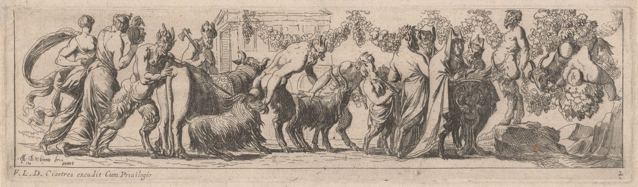 Satyrs Bringing Animals to an Altar by Pierre Brebiette