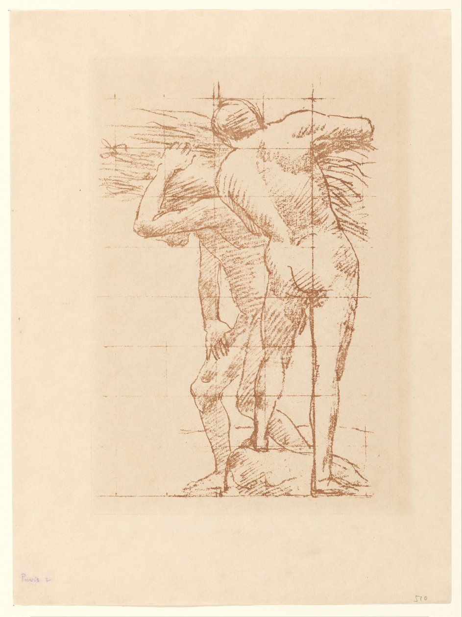 Study of Two Naked Men with a Bundle of Straw by Pierre Cécile Puvis de Chavannes