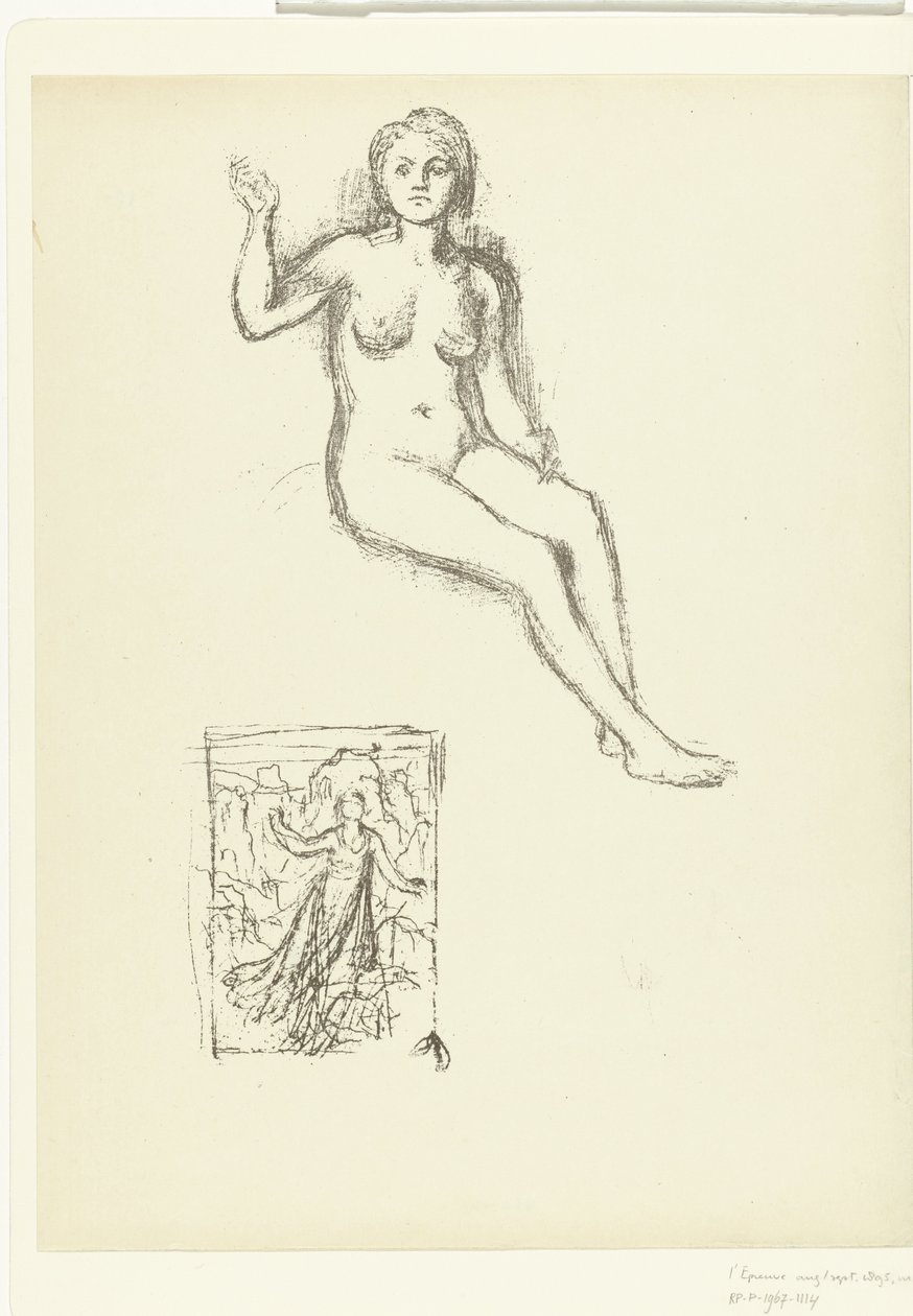 Seated Naked Woman and Woman in Landscape by Pierre Cécile Puvis de Chavannes