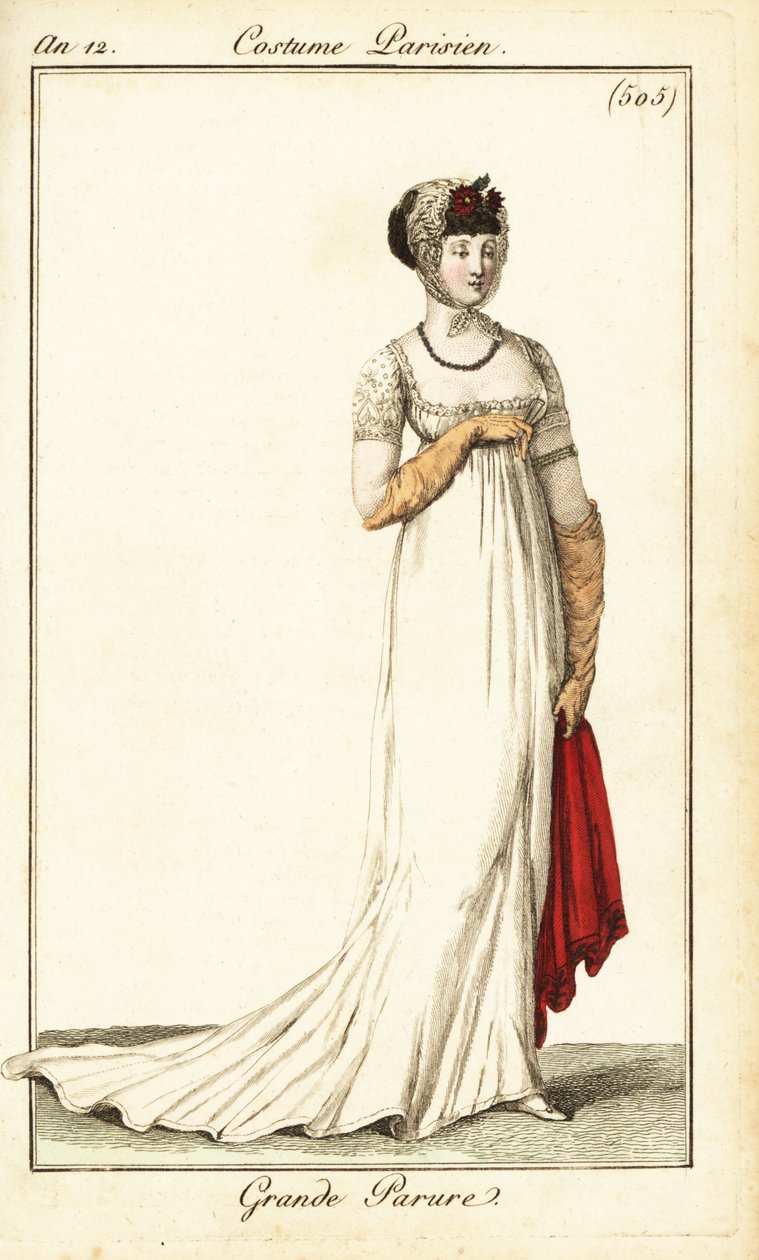Woman in formal wear drawn at the Opera, Paris by Pierre Charles Baquoy