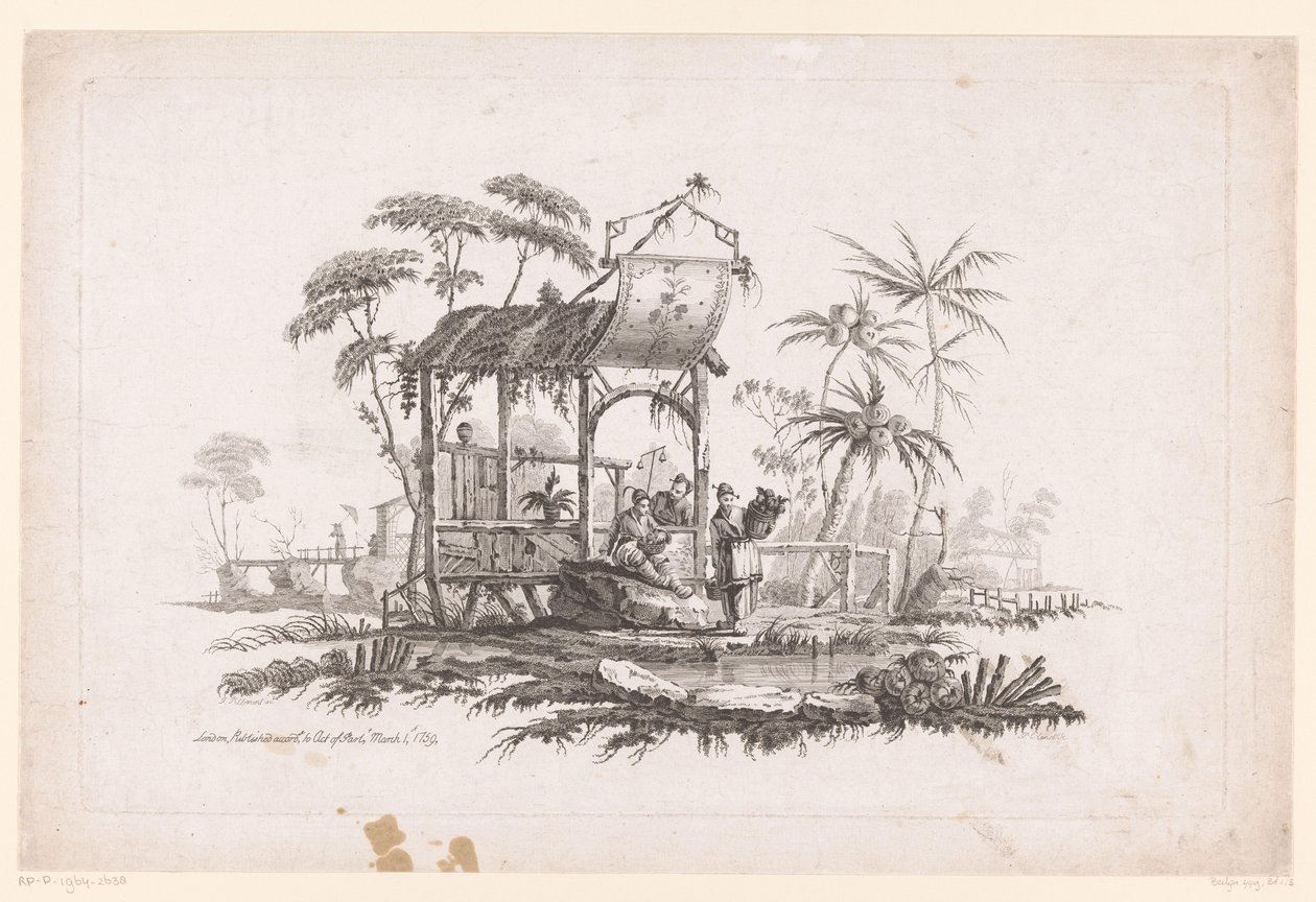 Figures with Baskets on Shore Chinese Genre Scenes in Landscapes (series title) by Pierre-Charles Canot