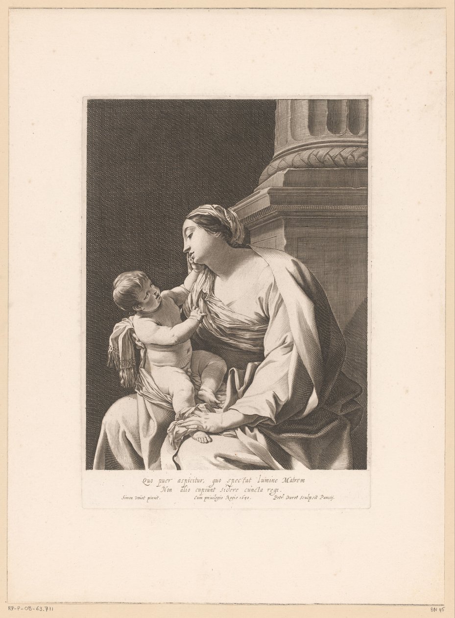 Mary with Child at the Foot of a Column by Pierre Daret
