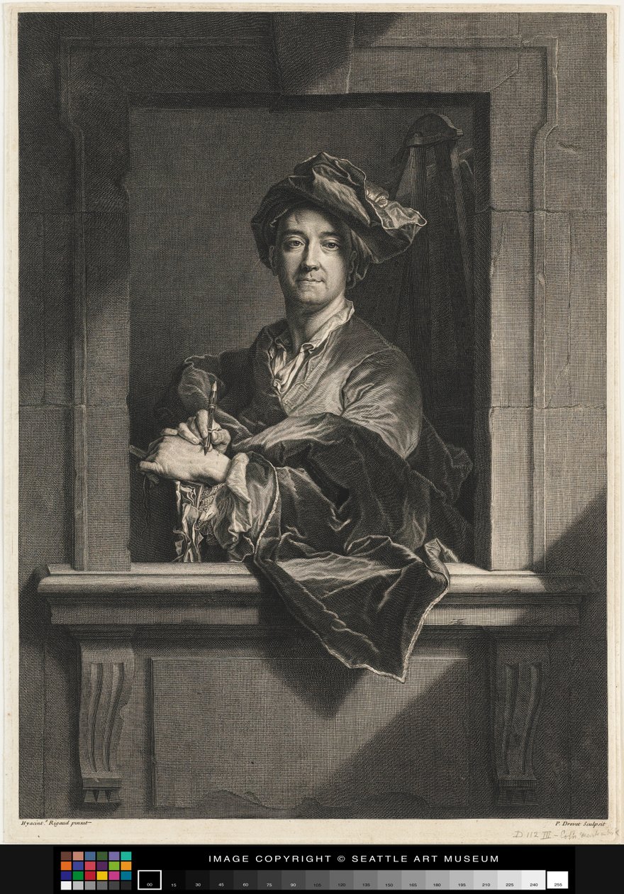 Engraving of Hyacinth Rigaud's Portrait of Himself, late 17th century ...