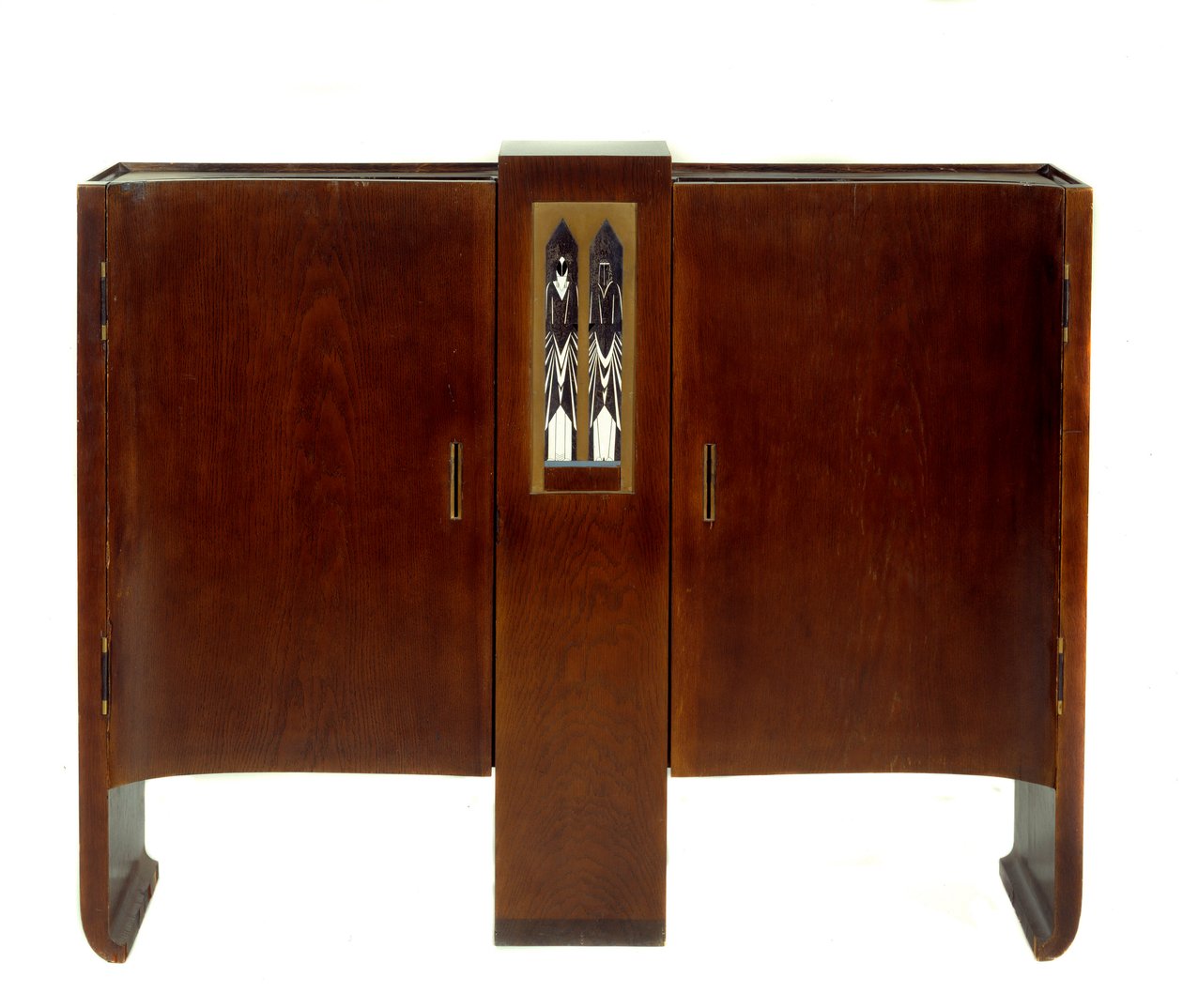 Art Nouveau: support cabinet made in oak, metal and ivory by Pierre legrain (1889-1929) by Pierre E. Legrain