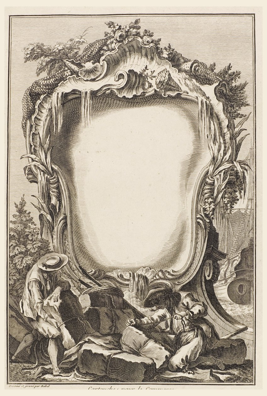 Cartouche Surrounded by Elements of Naval Commerce by Pierre Edme Babel