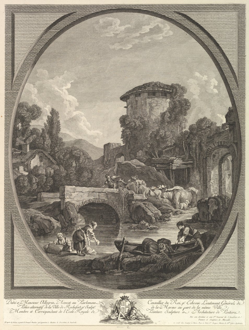Landscape with a Bridge and a Dovecote by Pierre Francois Laurent