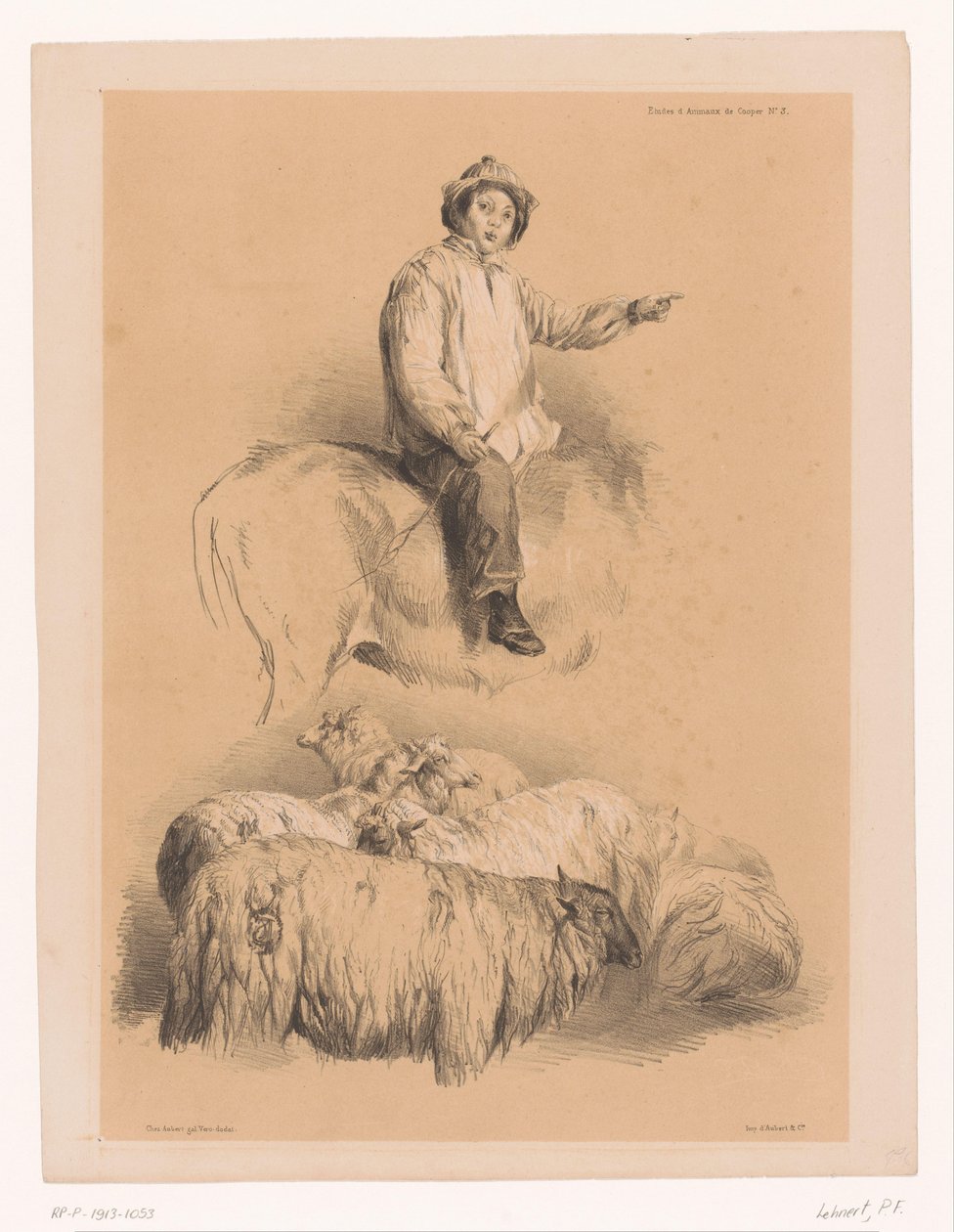 Studies of a Shepherd and a Flock of Sheep (series title: Animal Studies by Cooper) by Pierre Frédéric Lehnert