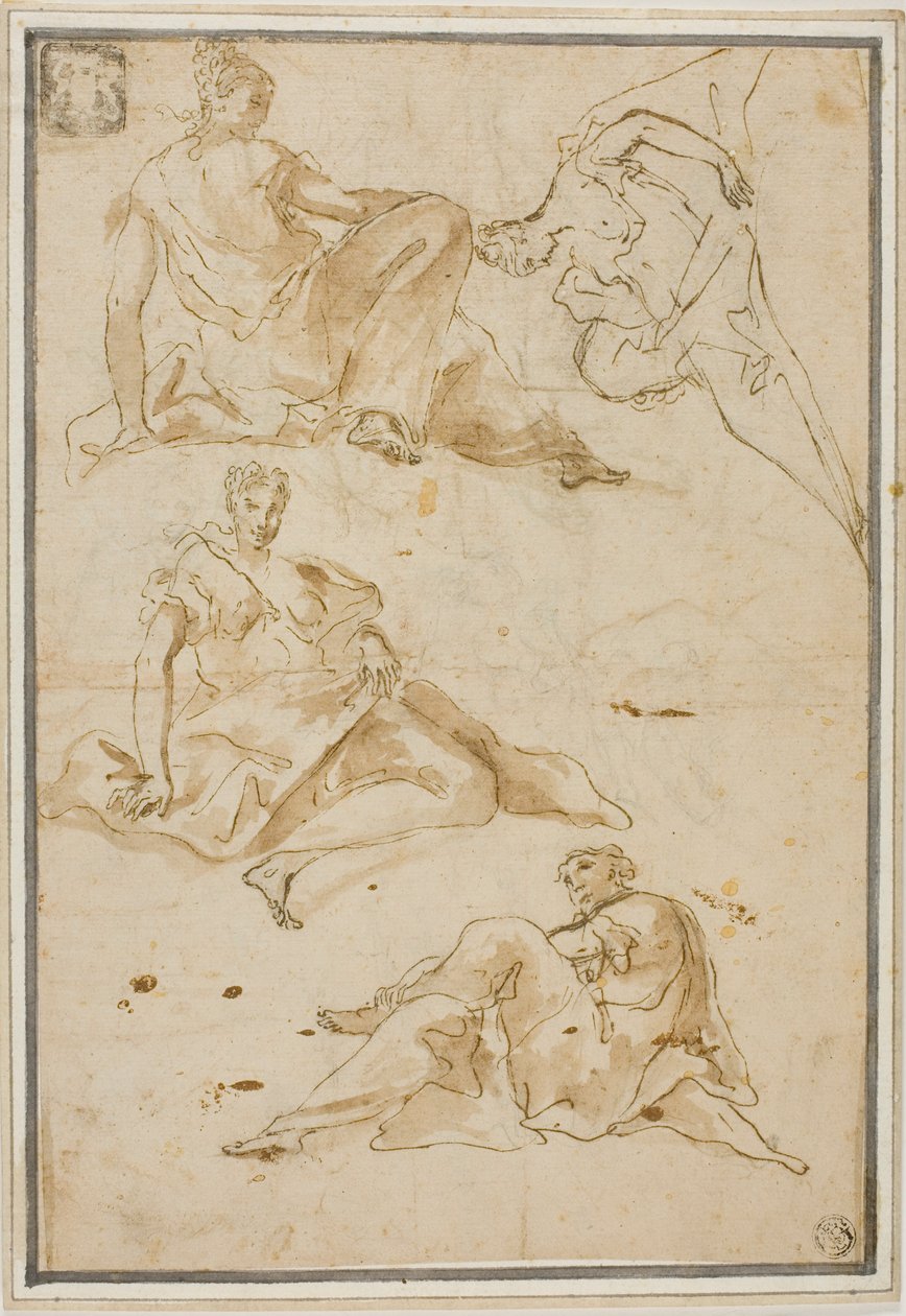 Sketches of Four Draped Female Figures by Pierre Hubert Subleyras