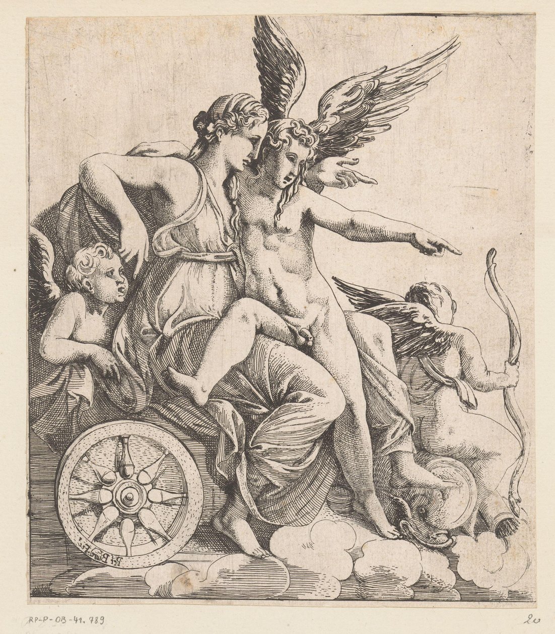 Venus and Amor in a Triumphal Chariot, Surrounded by Putti by Pierre II Biard