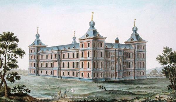 Chateau at Ronse, Belgium, from Choix des Monuments, Edifices et Maisons les plus remarquables du Royaume des Pays-Bas by Pierre Jacques Goetghebuer, published 1827 by Pierre Jacques Goetghebuer