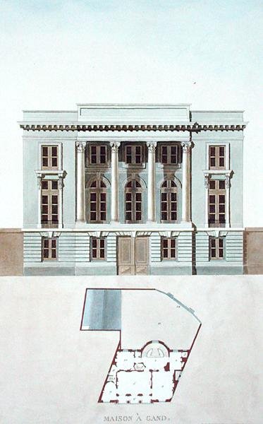 House in Ghent, Belgium, from Choix des Monuments, Edifices et Maisons les plus remarquables du Royaume des Pays-Bas by Pierre Jacques Goetghebuer, published 1827 by Pierre Jacques Goetghebuer