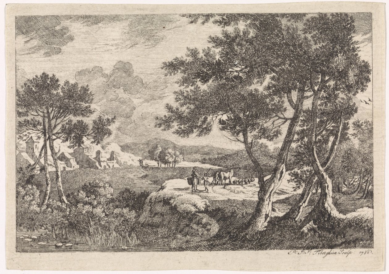 Landscape with Trees in the Foreground by Pierre Joseph Jacques Tiberghien
