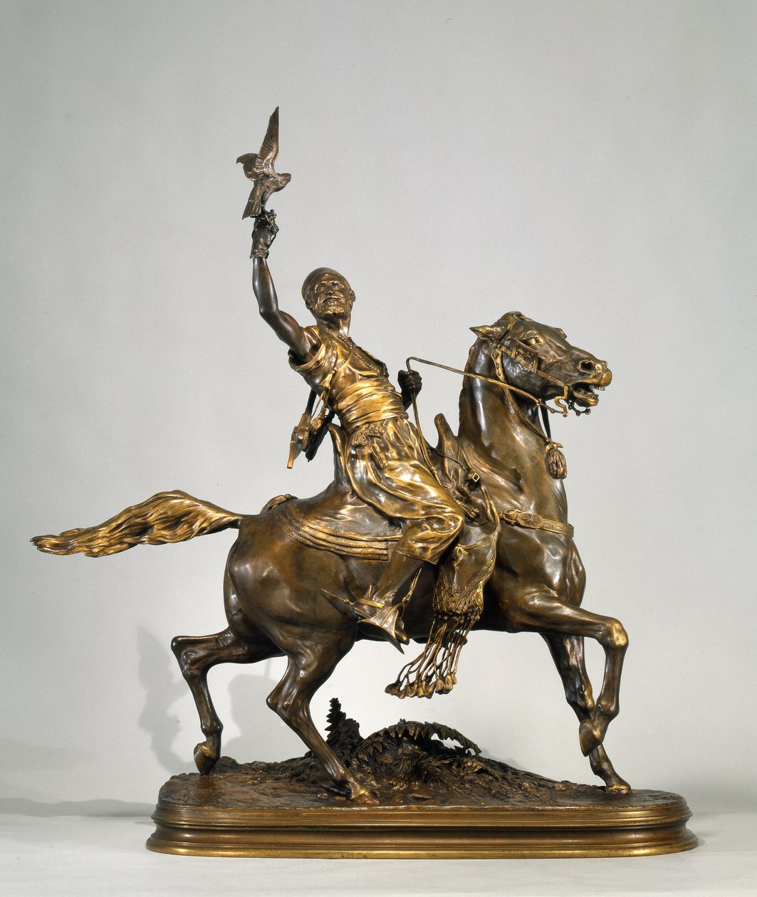 Arab Falconer on Horseback by Pierre Jules Mene