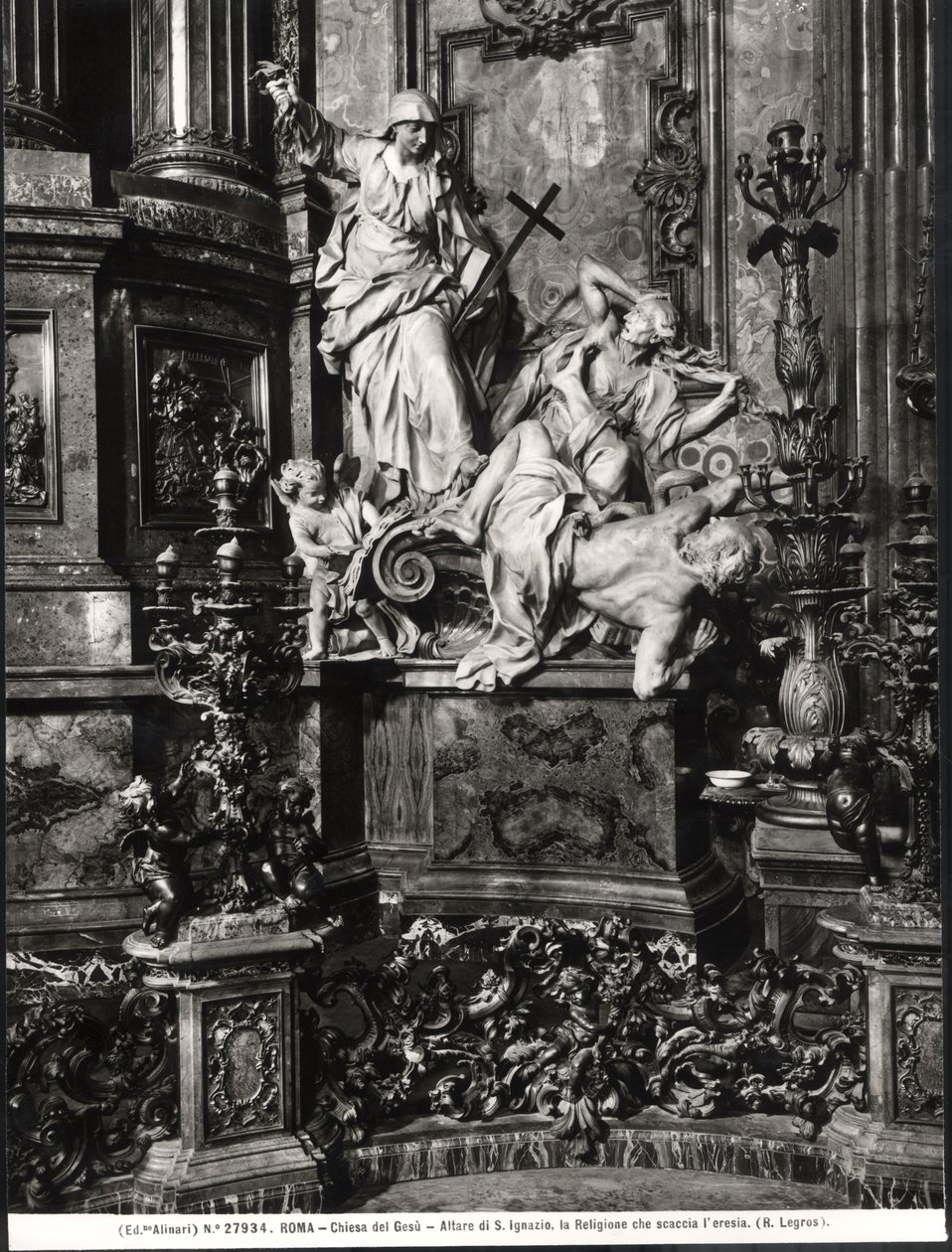 The Altar of St. Ignatius of Loyola, Detail of the Victory of Catholic Truth over Heresy by Pierre Legros