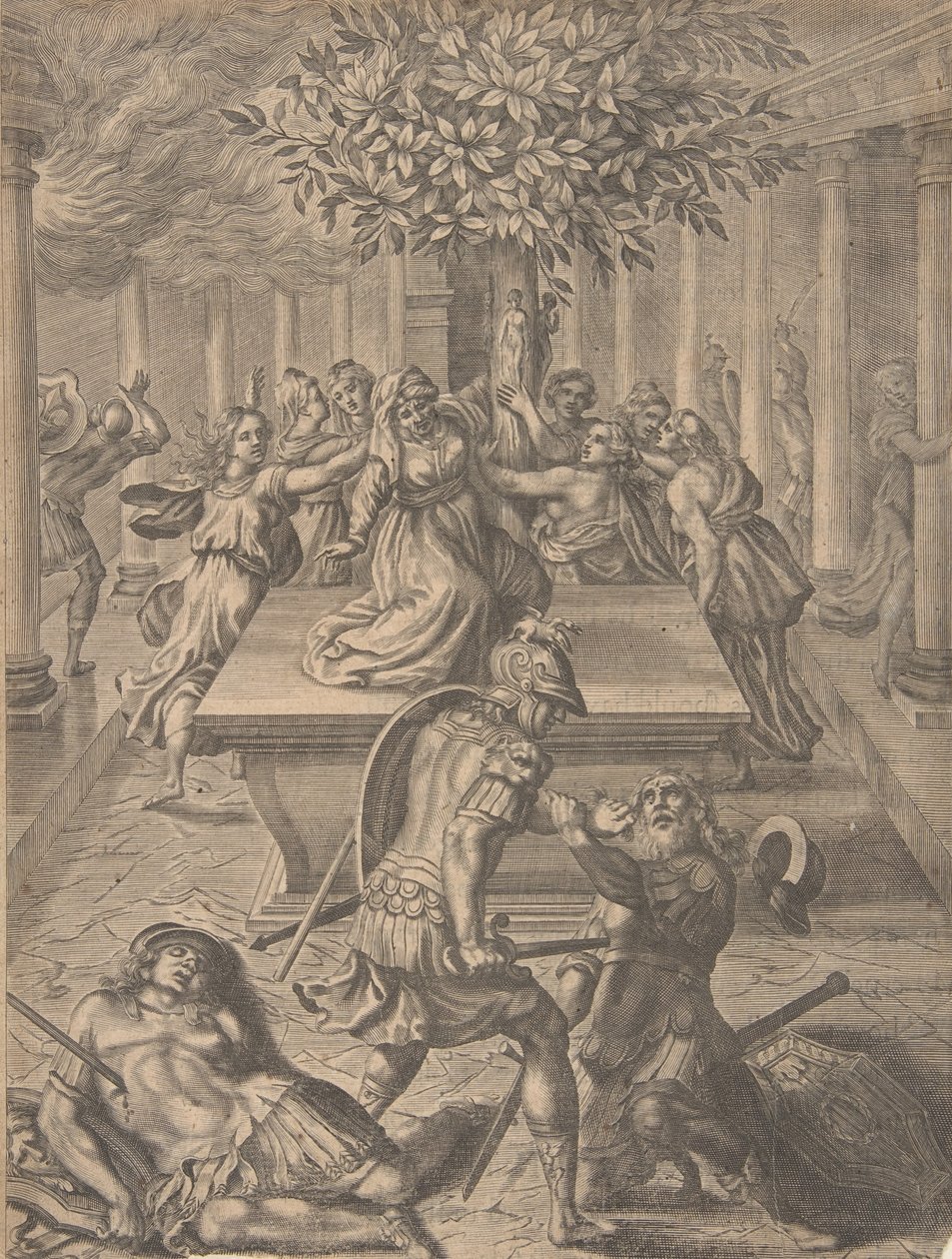 The Sack of Troy-Pyrrhus Killing Priam, before 1654 by Pierre Lombart
