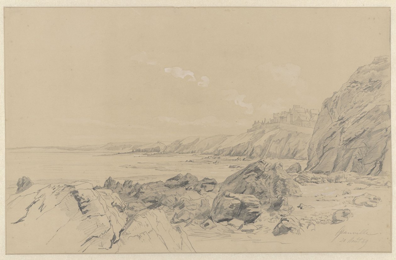 Coastal Landscape at Granville by Pierre Louis Dubourcq