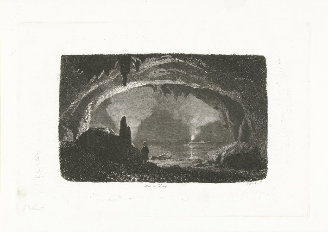 Man with Rowboat in the Caves of Han by Pierre Louis Dubourcq