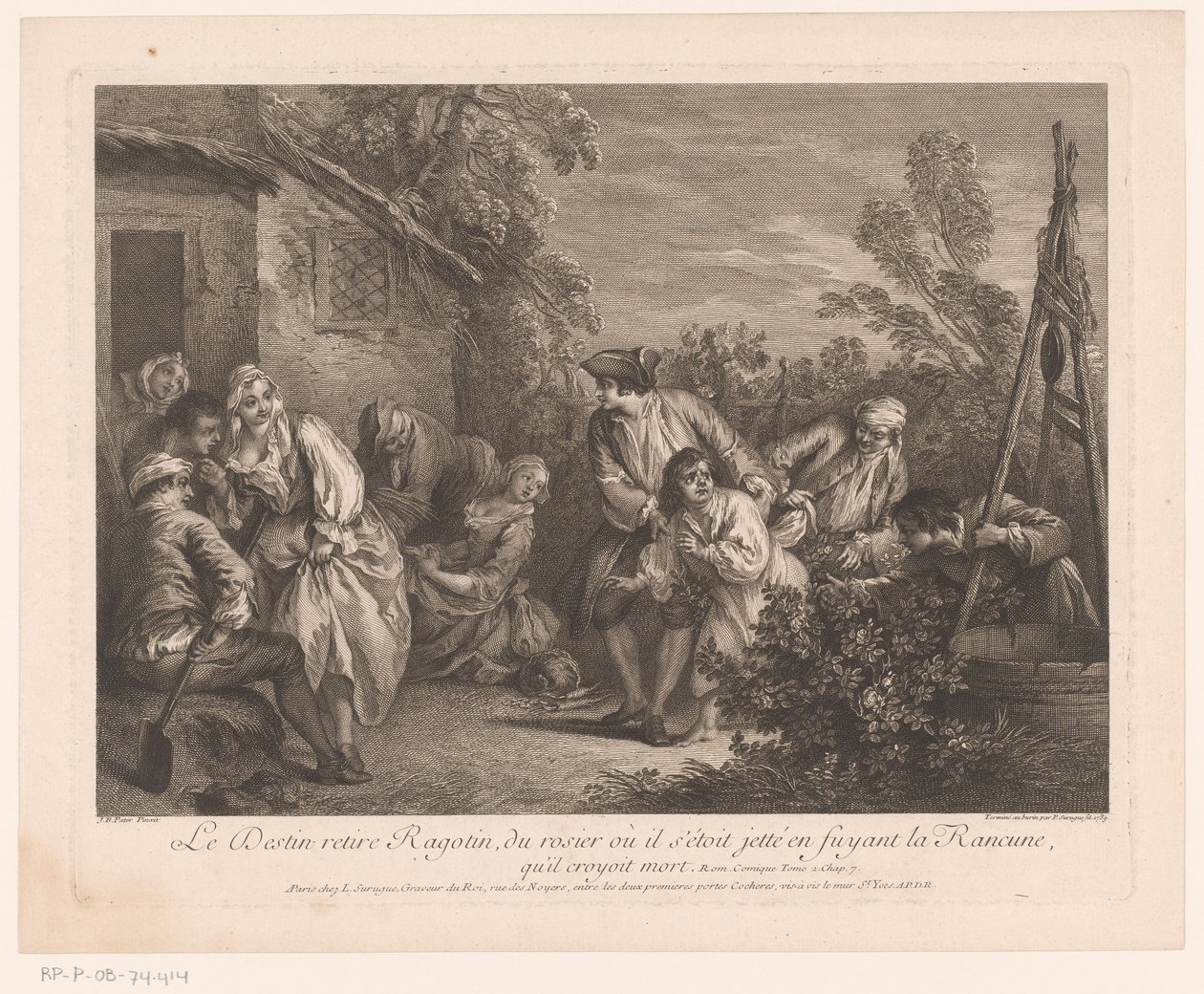 Ragotin Fled into a Rosebush by Pierre Louis Surugue