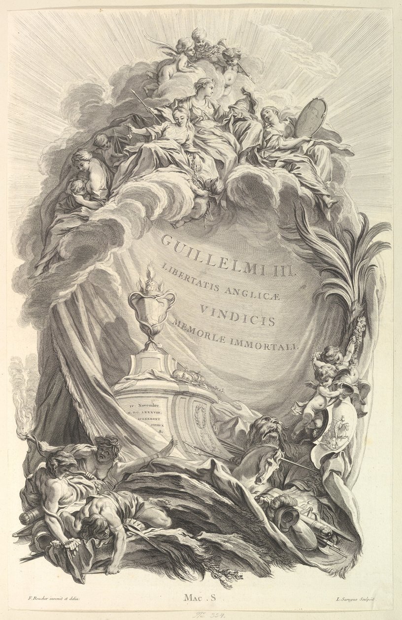 Frontispiece for the Tomb of William III, ca. 1736 by Pierre Louis de Surugue