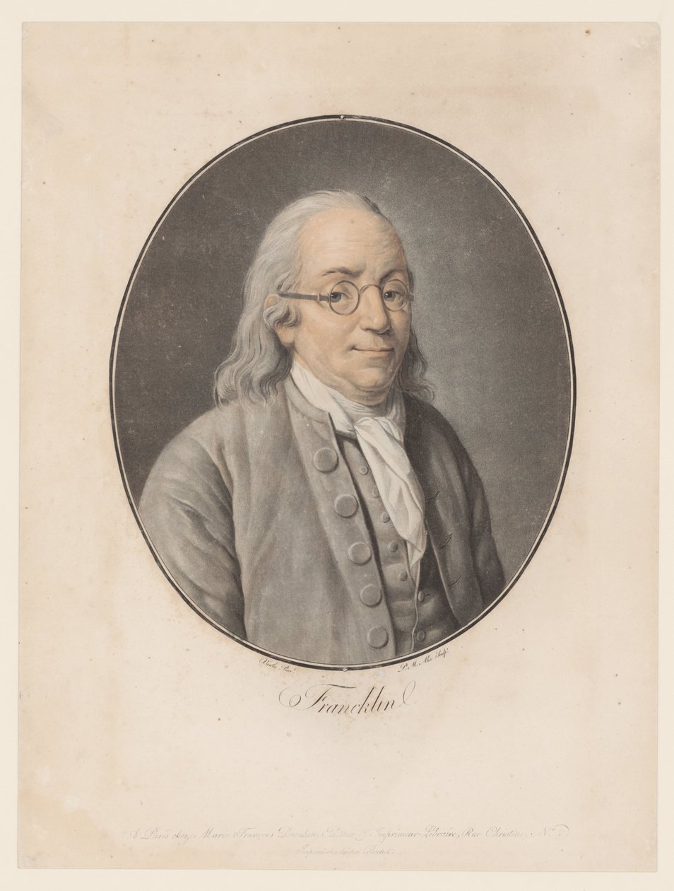 Portrait of Benjamin Franklin Franklin (title on object) Collection of Great Men (series title) by Pierre Michel Alix